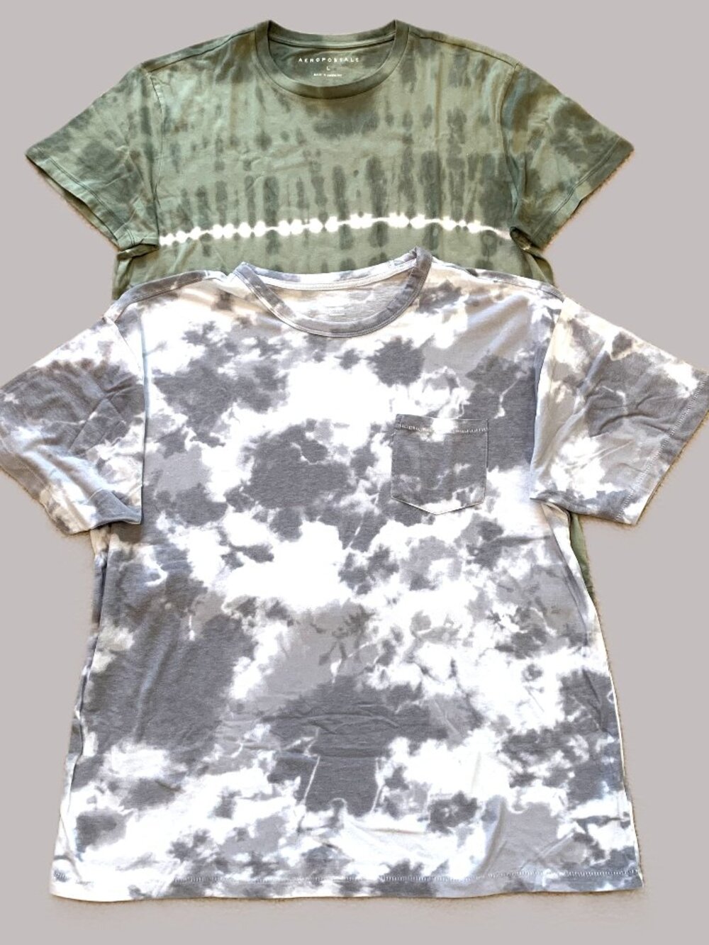 2 Men Tie-Dye T-shirt Short Sleeves Aeropostale/Old Navy Crew Neck Size L